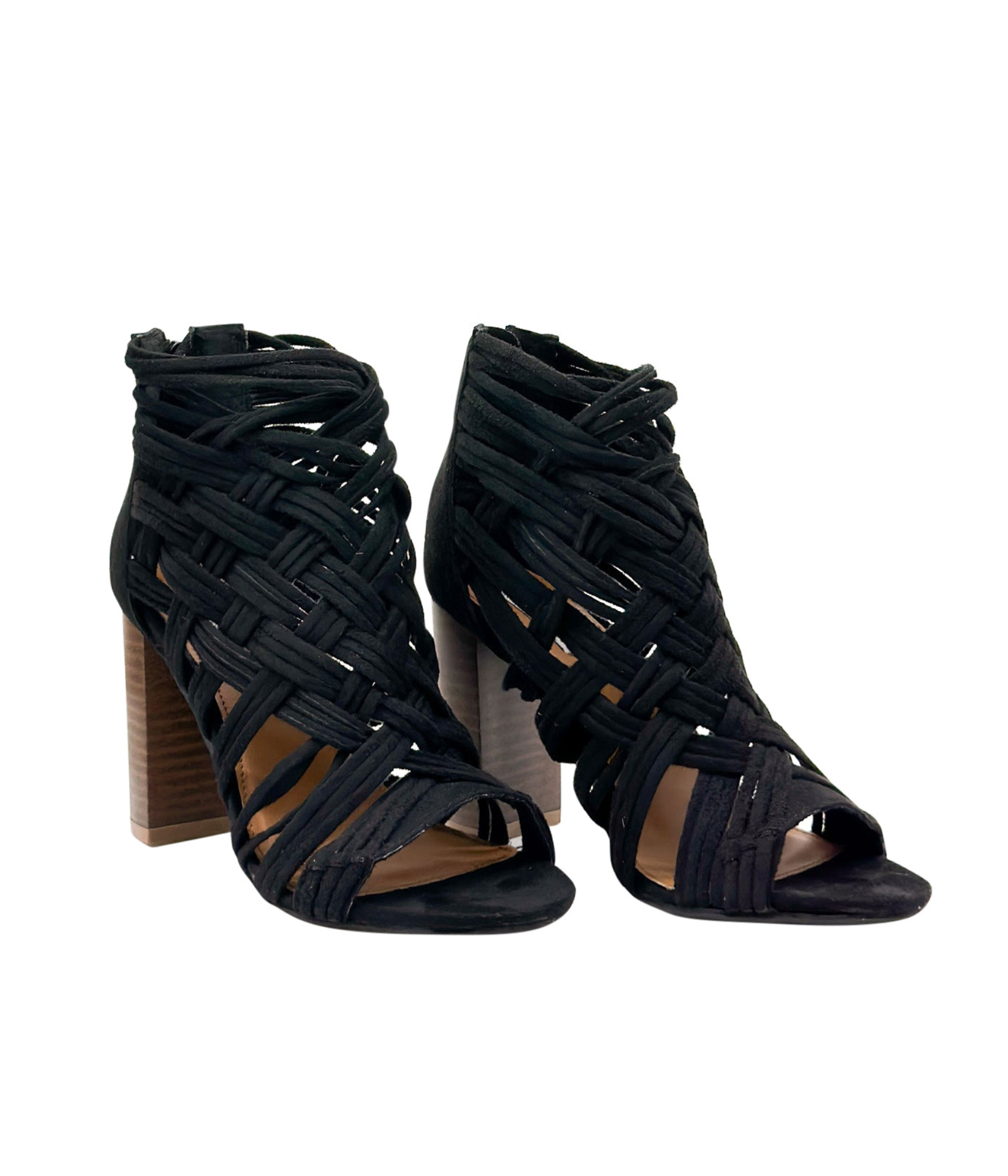 Silica Black Four Inch Heel Open Toe Sandal With Zipper Naughty Monkey